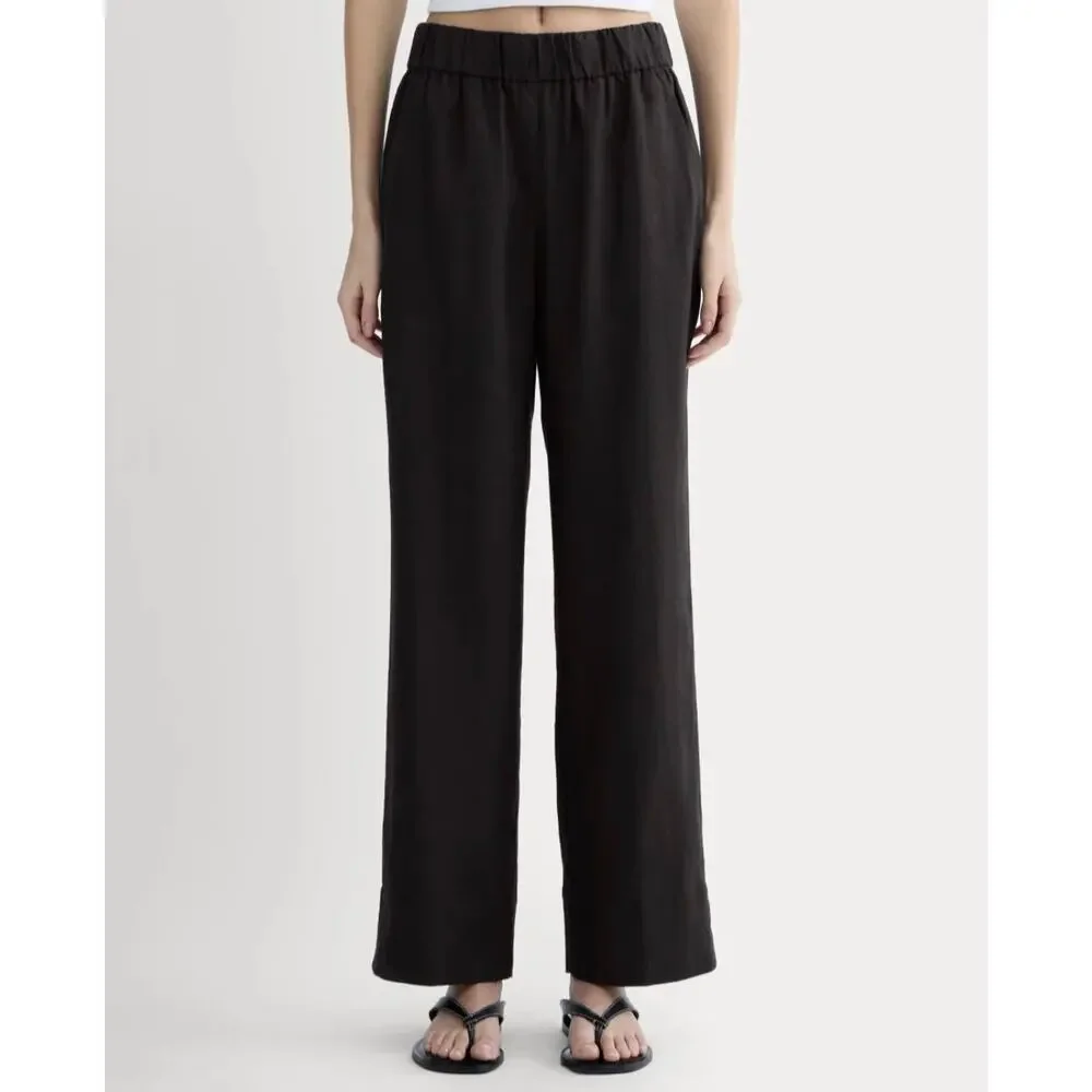 NWT Everlane European Flax Linen Black Easy Pant Black XL